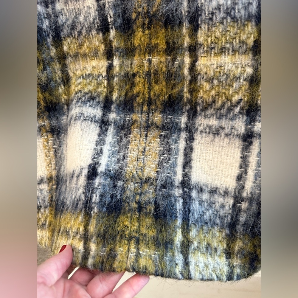 BASLER 40 Old Money Brushed Wool Abstract Plaid City Coat Painterly Tartan Efect - Picture 10 of 16